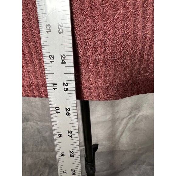 Women's Maroon Long Sleeve Stripe Detail Zip Waffle Top Size XXL - Picture 6 of 8